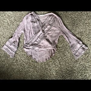 Mauve colored long sleeve lace top